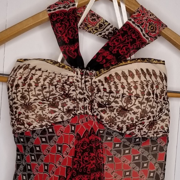 Max & Cleo Dress Silk Halter Handkercheif Boho - Picture 5 of 8